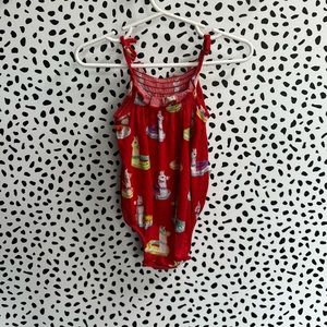 Posh Peanut Bamboo Emilio Print Llama Pool Floats Bubble romper 3-6 mo runs big